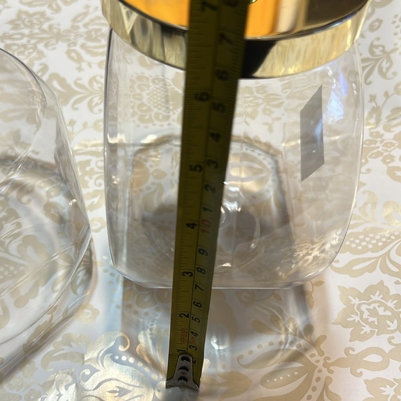 New Set of Two Gold Lid Slanted Plastic Clear Candy Jars 55oz each (A-1) - Picture 8 of 8